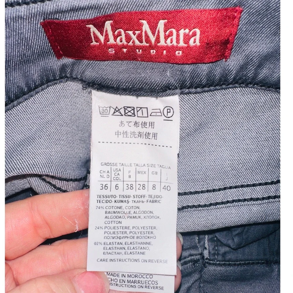 WB3 Max Mara Studio Womens Gray Slim Straight‎ Jeans Coated Denim US 6 IT 40